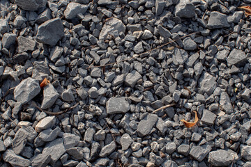 Gray gravel texture on the ground