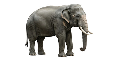 Fototapeta premium Standing Elephant Isolated on White Background in Side View