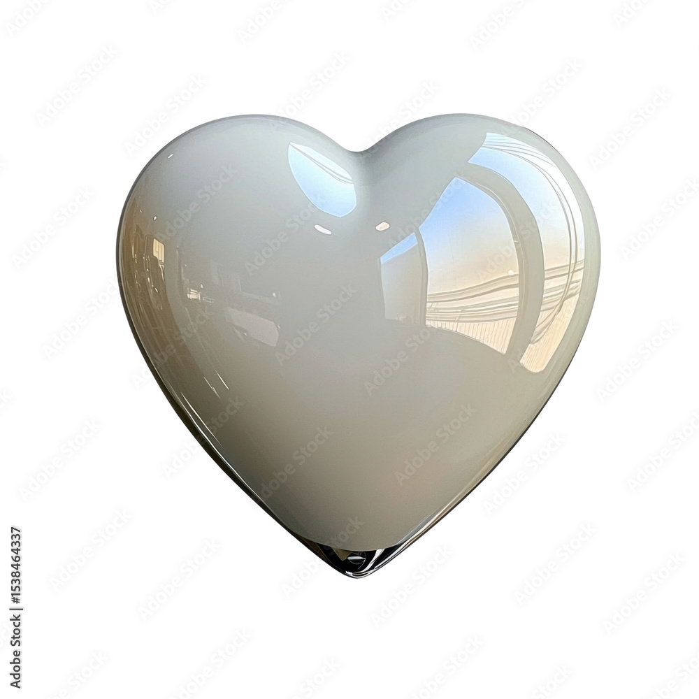 Poster glossy white heart-shaped object with reflection on surface for modern decor and art display transpa