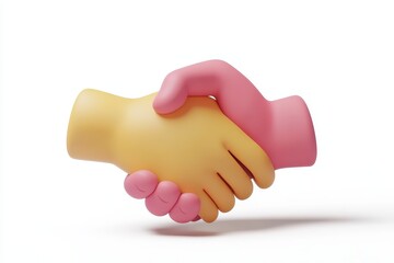Collection of colorful handshake icons and objects for representing agreement and collaboration