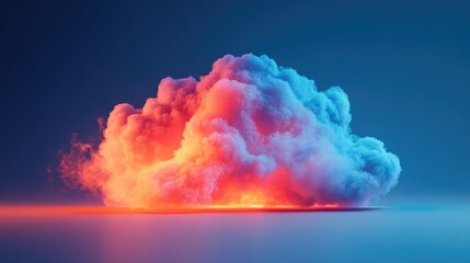 Abstract cloud formation, vibrant colors, illuminated