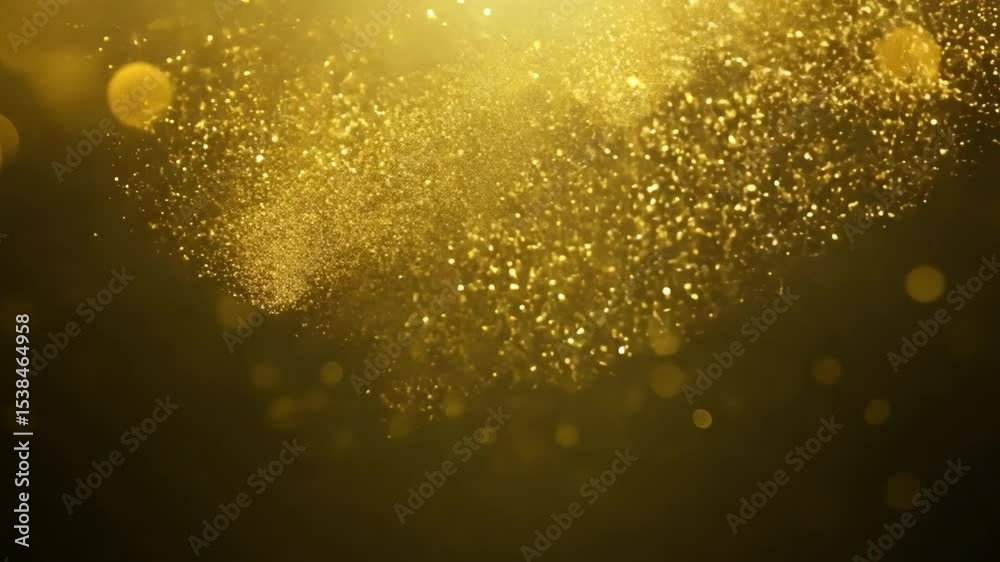 Poster abstract golden glitter background with shimmering particles illuminated by soft light, creating a m
