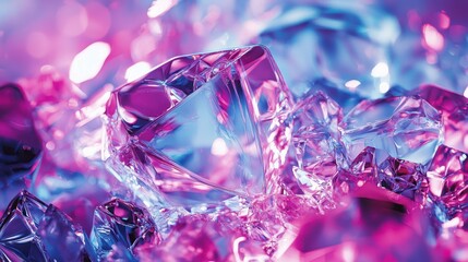 Abstract crystalline shapes, vibrant colors,  ice cubes close-up. Possible use Background image, wallpaper