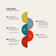 Business Project Steps Infographic Template with Half Circles. Editable eps10 vector.