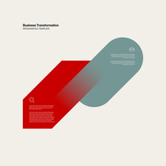 Business Transformation Infographic Template with Red and Blue Graphic Elements. Editable eps10 vector