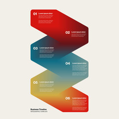 Colorful Business Timeline Infographic Template with 3D gradients. Editable eps10 vector.