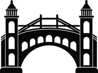 Architectural Silhouette of Suspension Span Bridge