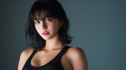 水泳,美女, 女性, 水着, 美しい, 顔, モデル, 日本, 韓国, アジア