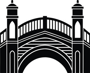 Bold Black Silhouette of Suspension Bridge Design