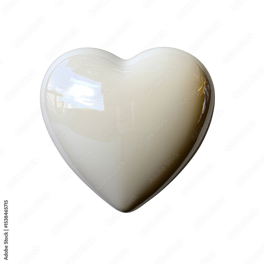 Poster glossy heart shape object in soft cream color for romantic and artistic themes in design projects tr