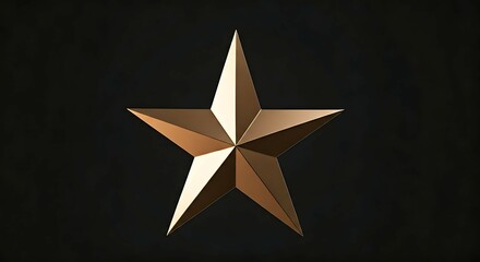 Metallic Gold Five-Pointed Star on Transparent Background for Award or Decoration