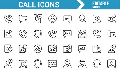 Clean and simple communication icons for tech, mobile, and support use
