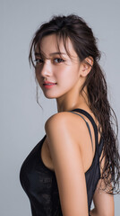 Fototapeta premium 水泳,美女, 女性, 水着, 美しい, 顔, モデル, 日本, 韓国, アジア