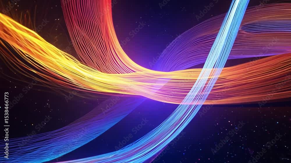Poster colorful wave patterns creating dynamic abstract background composed of flowing lines and vibrant hu