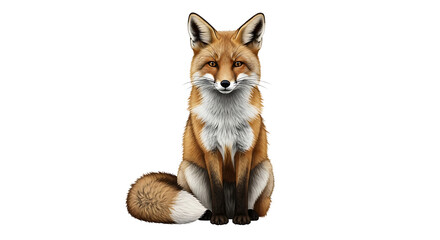 Fototapeta premium Fox Sitting Isolated Against White Background