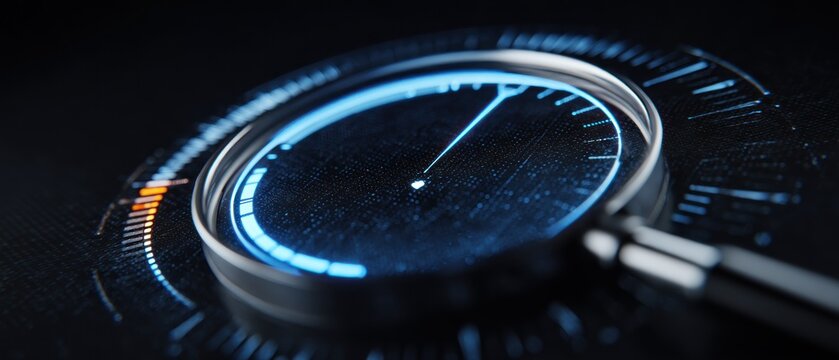 Futuristic digital display interface close up