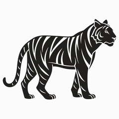 Striking Monochrome Tiger Illustration Depicting Power Strength and Graceful Elegance