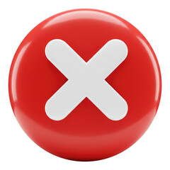 Fototapeta premium 3D Red X Icon PNG, Decline Button Symbol for Game or Software.