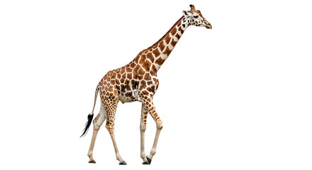 Obraz premium Giraffe Walking on Isolated White Background Image