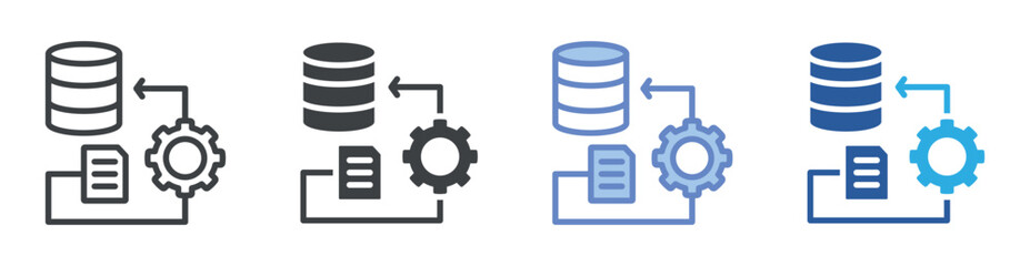 Data Processing icon set multiple style collection