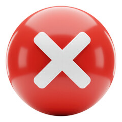 Fototapeta premium Red Circle Cancel Icon PNG, White X Button for App Interface.