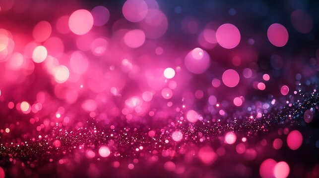 Abstract festive bokeh background. Vibrant pink and purple lights create a shimmering, celebratory atmosphere