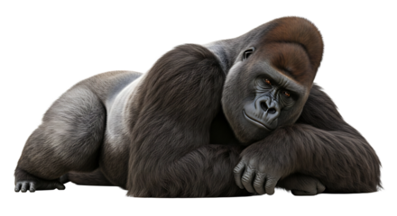 Gorilla Lying Down Looking at Camera in Studio Shot