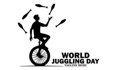 Obraz premium World juggling day icon. World juggling day vector illustration, world juggling day logo design. Celebration with juggler standing