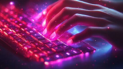 Businessman Typing On Laptop With Cloud Technology And Office Symbols Concept