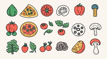 Pizza Toppings Vector Illustration