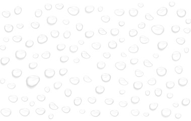 PNG realistic water drops and bubbles. Transparent condensation on glass with fresh wet texture, clean drip effect for digital design.