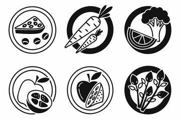 black and white icons set