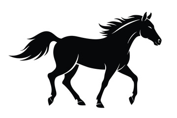 Horse silhouette shows a running equine animal with flowing mane and tail