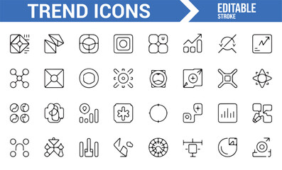 Social media, analytics, and interaction icons for online marketing and metrics