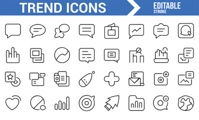 Collection of trend and analytics icons for business and digital marketing