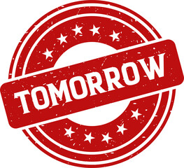 Tomorrow red stamp, Round vintage rubber stamp