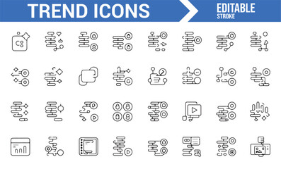 Vector icons depicting growth, video play, and click actions for marketing use