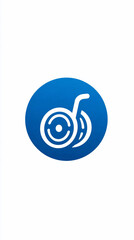 White Wheelchair Icon on Blue Circle