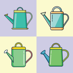 Watering Can Flat Style Garden Tool Vector Illustration
