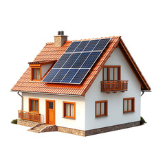 Eco friendly small house with rooftop solar panels for green energy