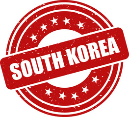 South korea red stamp, Round vintage rubber stamp