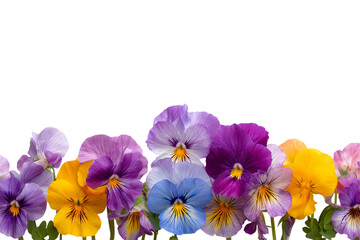 colorful pansies isolated on white background