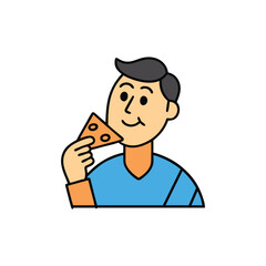 Man Eating Pizza in a Relaxed Sitting Position