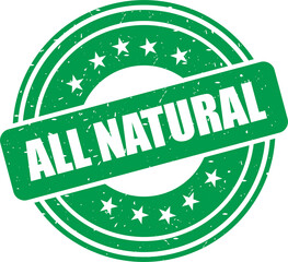 All natural stamp, Round vintage rubber stamp