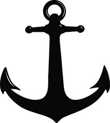 Simple Black Anchor Silhouette with Minimalist Design on a White Background