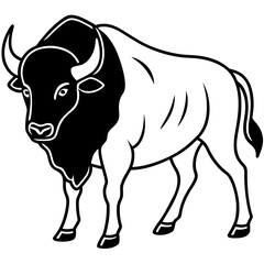 Woodland Bison Minimalist Line Illustration