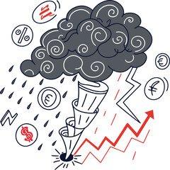 Naklejka premium A storm-cloud composed of abstract stock symbols