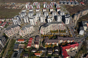 Aerial view of urban new apartment buildings