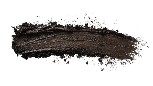 Dark brown cosmetic powder smear against black background