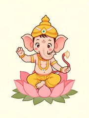 Adorable baby Ganesha blessing pose illustration